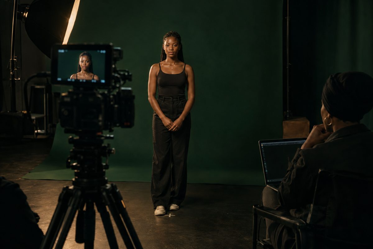 A casting session with a camera framing an actress